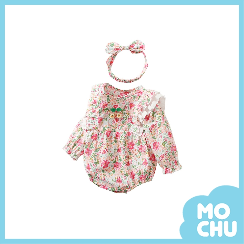 荷葉邊小櫻桃長袖包屁衣