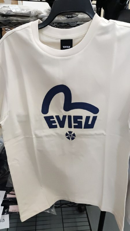 [S] EVISU BIG LOGO SHORT SLEEVE T-SHIRT,BEIGE, EV2UTS706-BEIGE (SEV219)