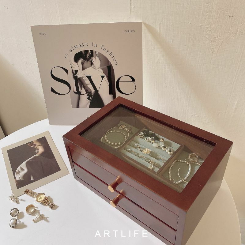 懷舊時光雙層抽屜首飾盒