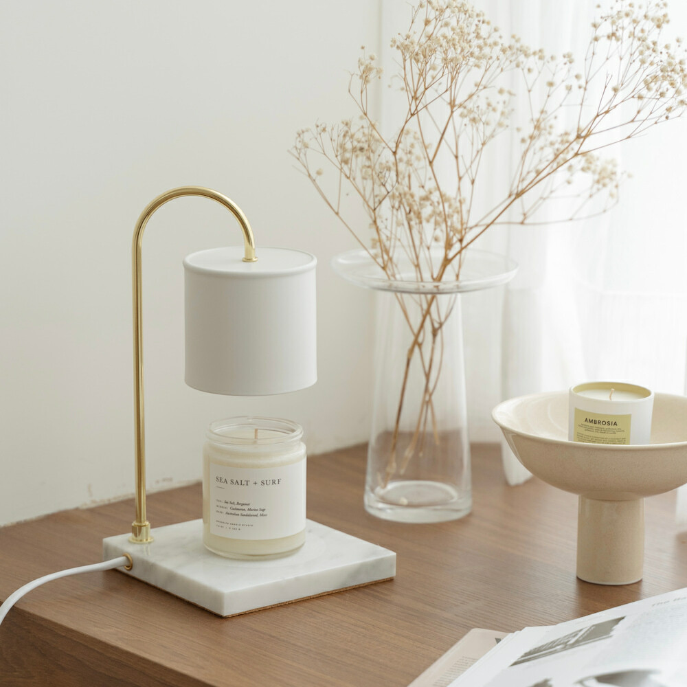 【暢銷推薦】HOOOME 時尚大理石款 融蠟燈 香氛蠟燭暖燈 ( 2色/定時開關 )