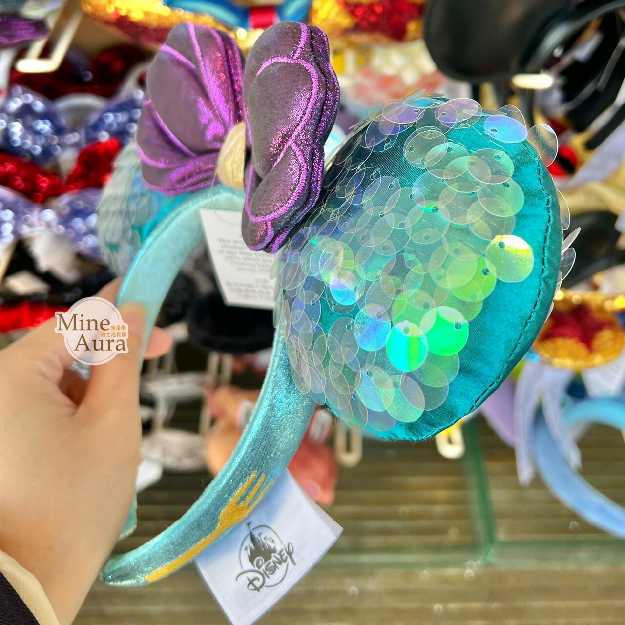 愛麗兒 Ariel 亮片 紫色蝴蝶結 造型 髮圈 髮箍 小美人魚 The Little Mermaid -香港迪士尼樂園