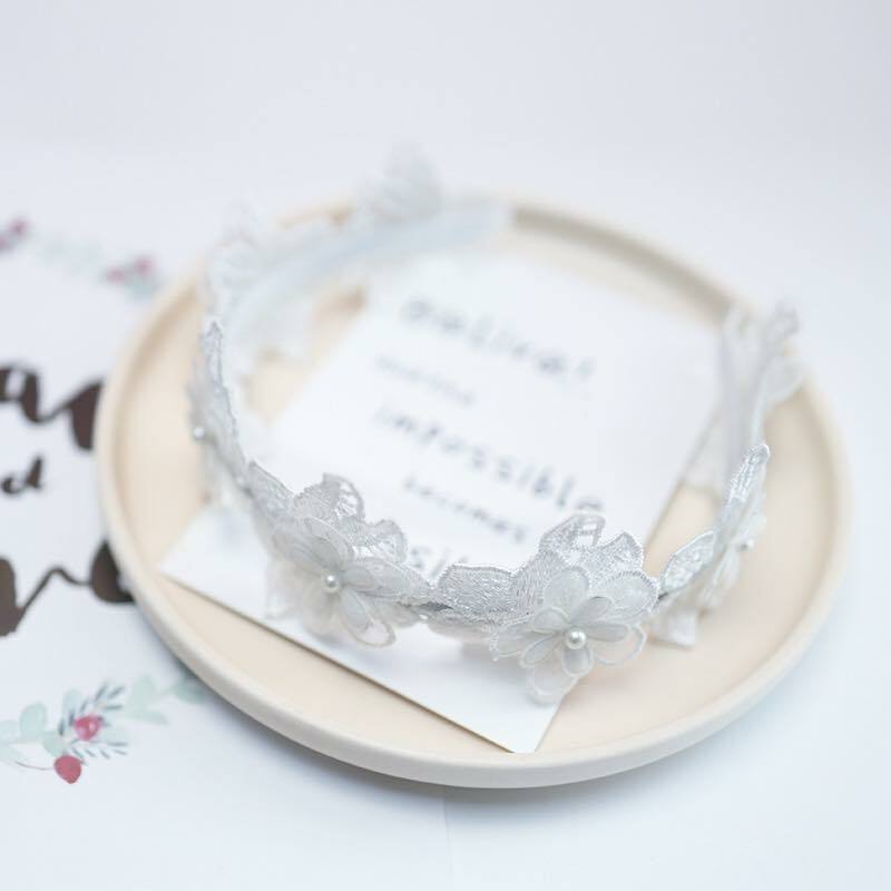 A164WE_SS23_C🌸白色lace花花頭箍(pre-order)