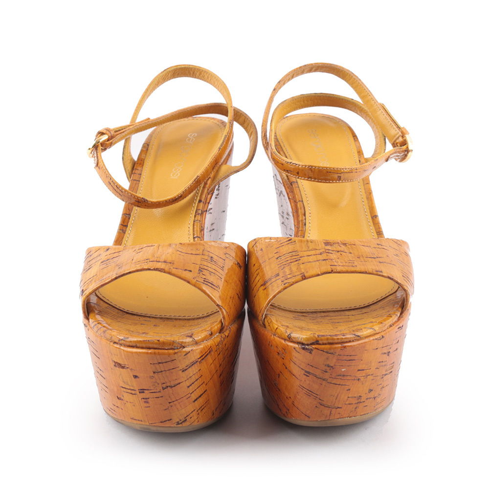 【SERGIO ROSSI】黃色厚底涼鞋 37.5