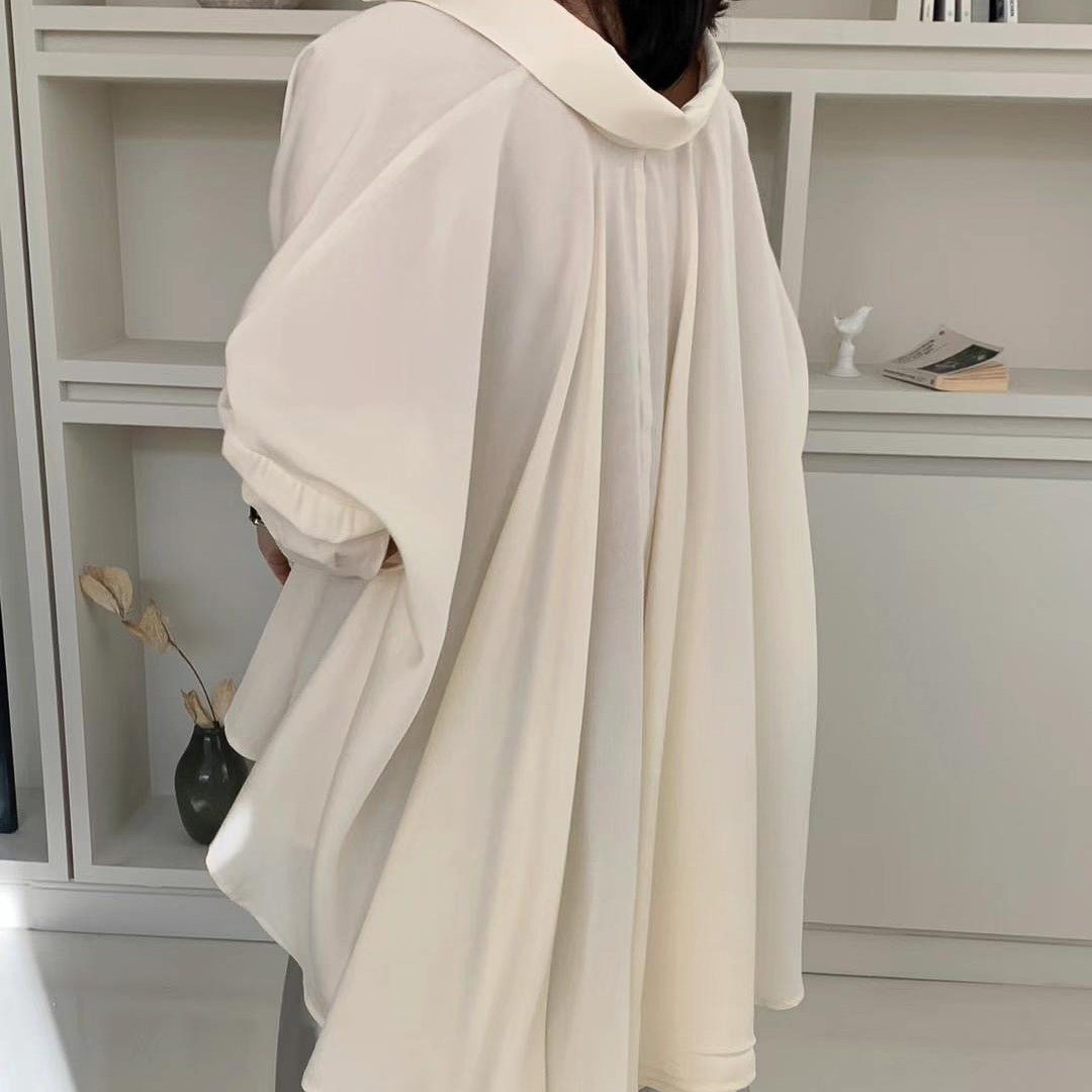 100%天絲後設計打褶飄逸感襯(奶油)