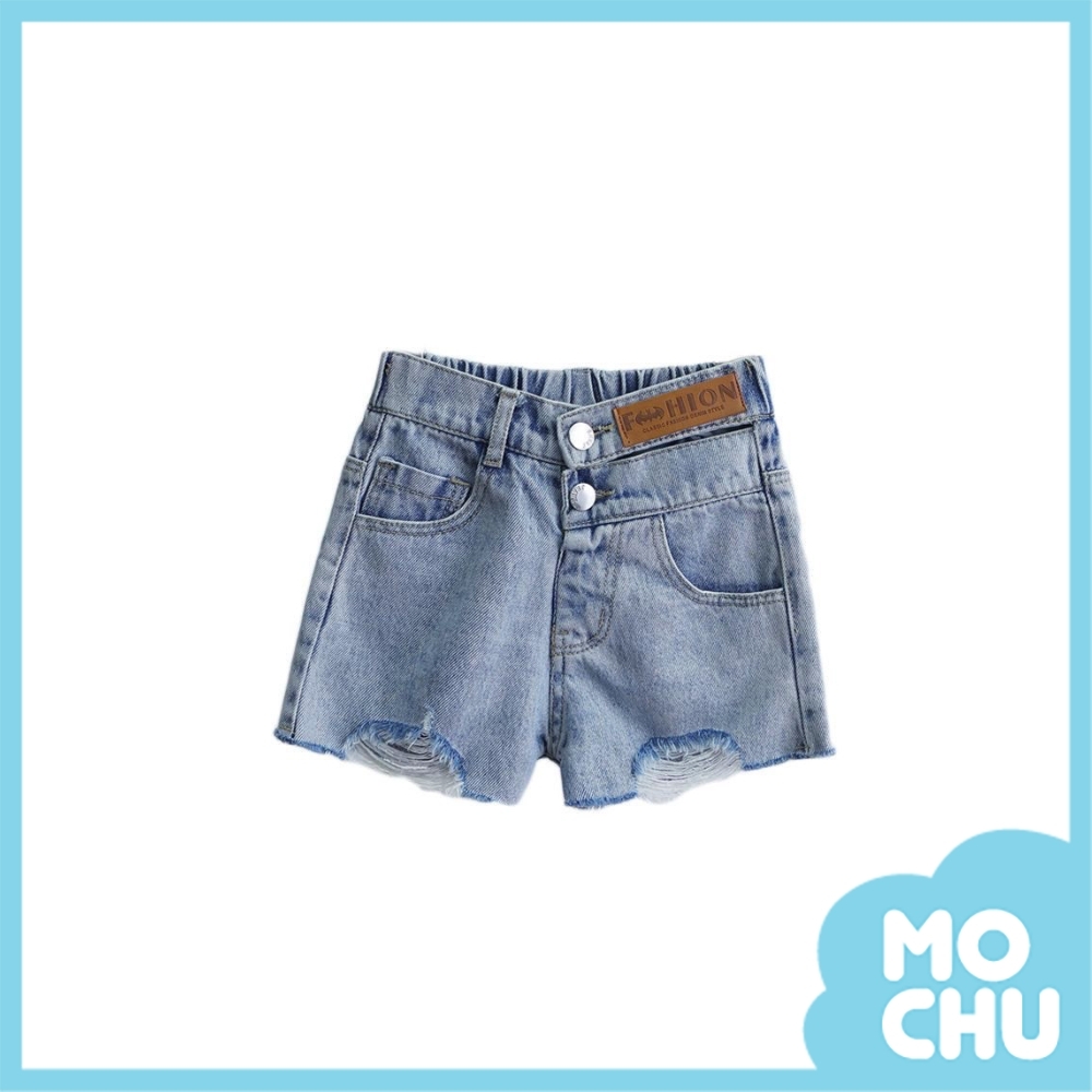 鈕扣破洞牛仔短褲