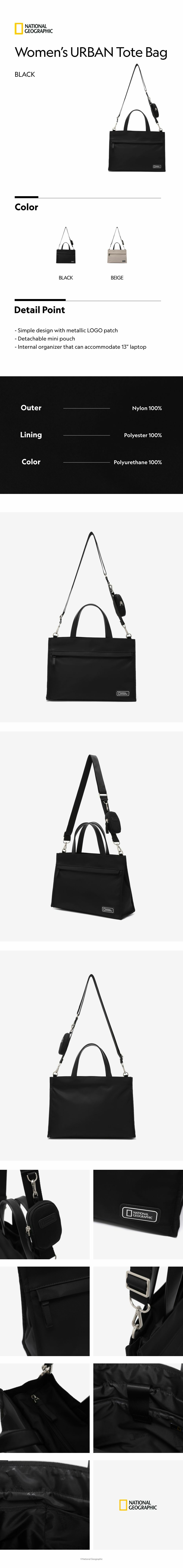 ◆NATIONAL GEOGRAPHIC◆ N235ATO570 Urban Women’s Tote Bag B Women's URBAN Tote Bag - BLACK