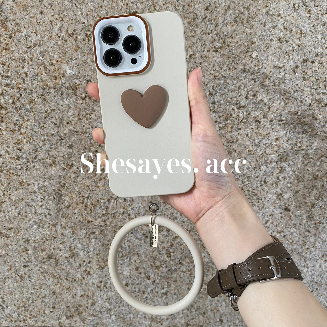 IPHONE立體愛心掛環手機殼