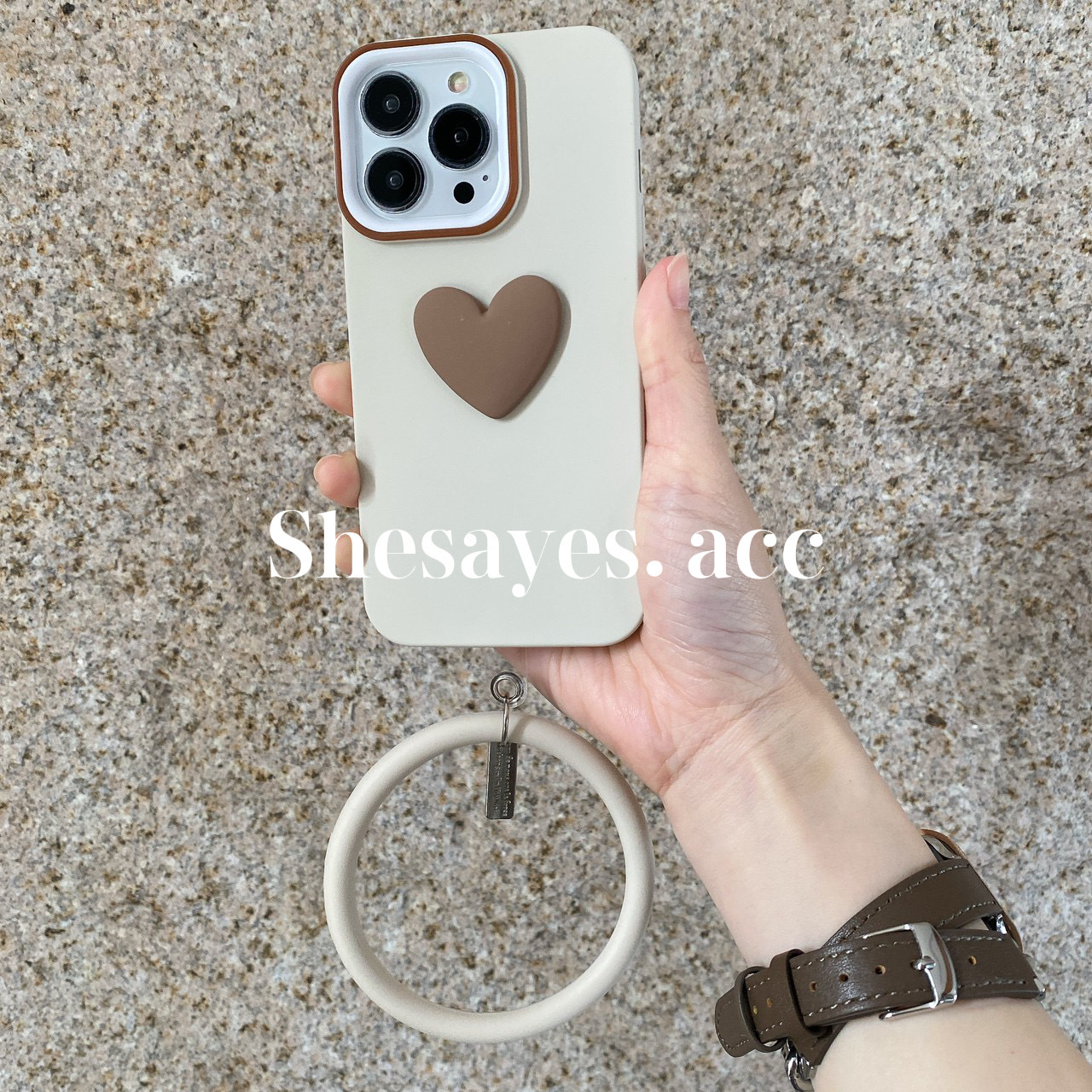 IPHONE立體愛心掛環手機殼