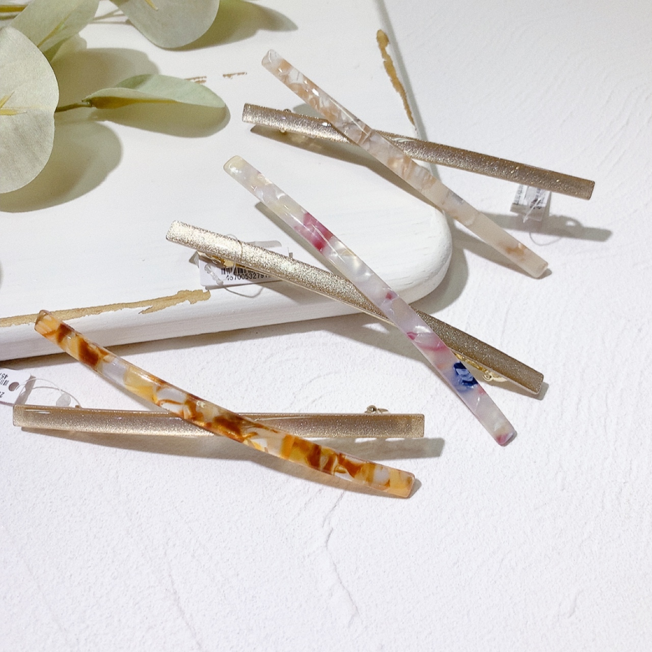 琥珀大交叉髮夾