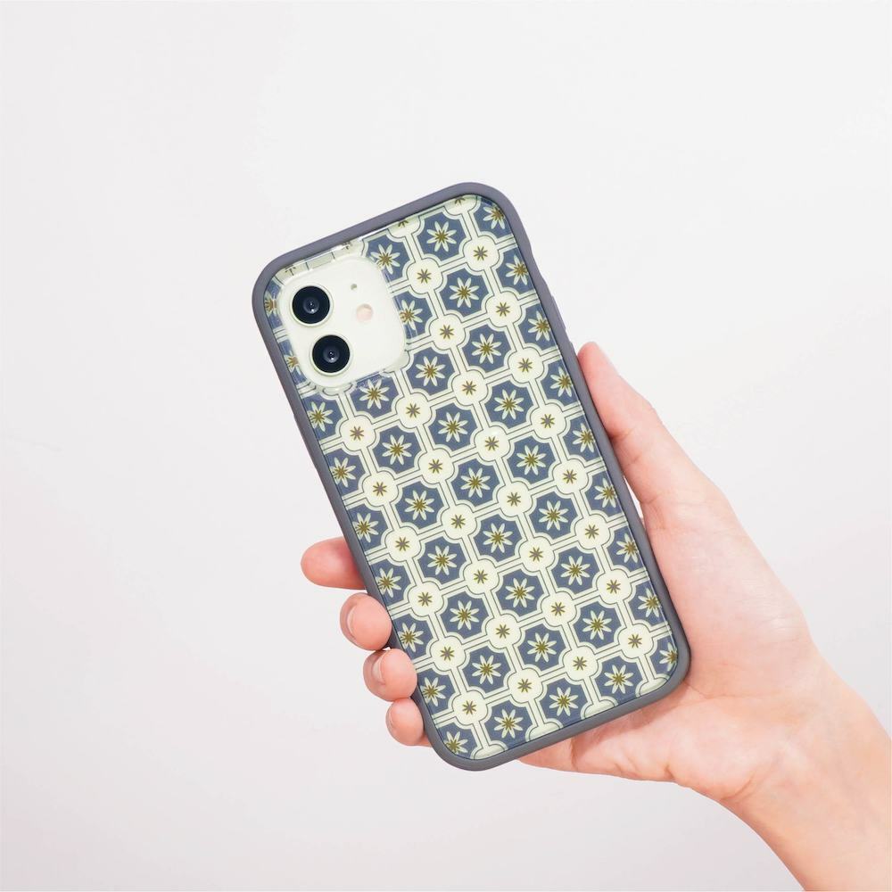 【現貨】印花樂X犀牛盾NX邊框背蓋兩用手機殼-老磁磚2號/背蓋藍灰