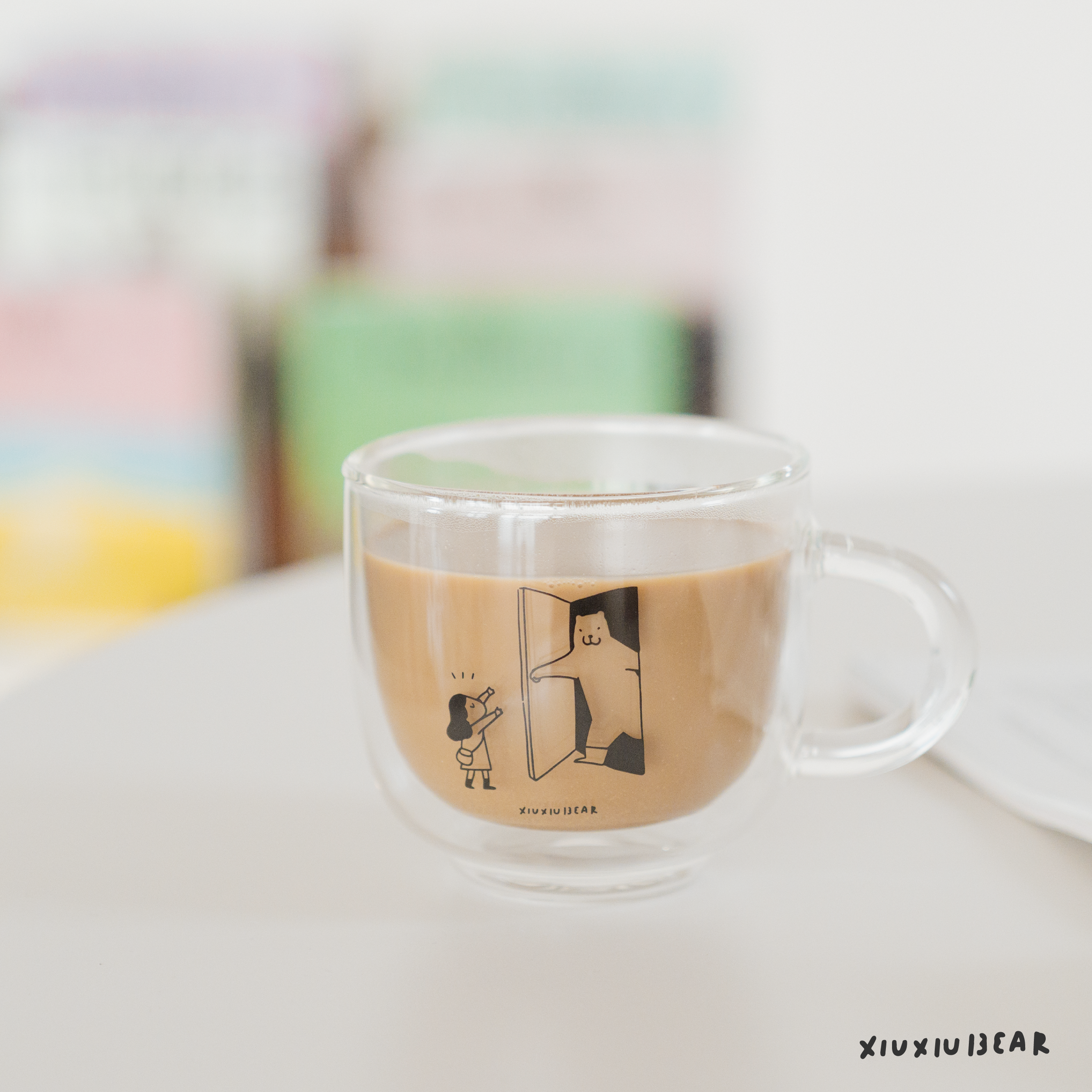 (無茶版)【慢慢挑x咻咻熊「一起喫茶」禮物盒】含400ml雙層玻璃杯1個＋空茶罐1個|B.咻咻熊款