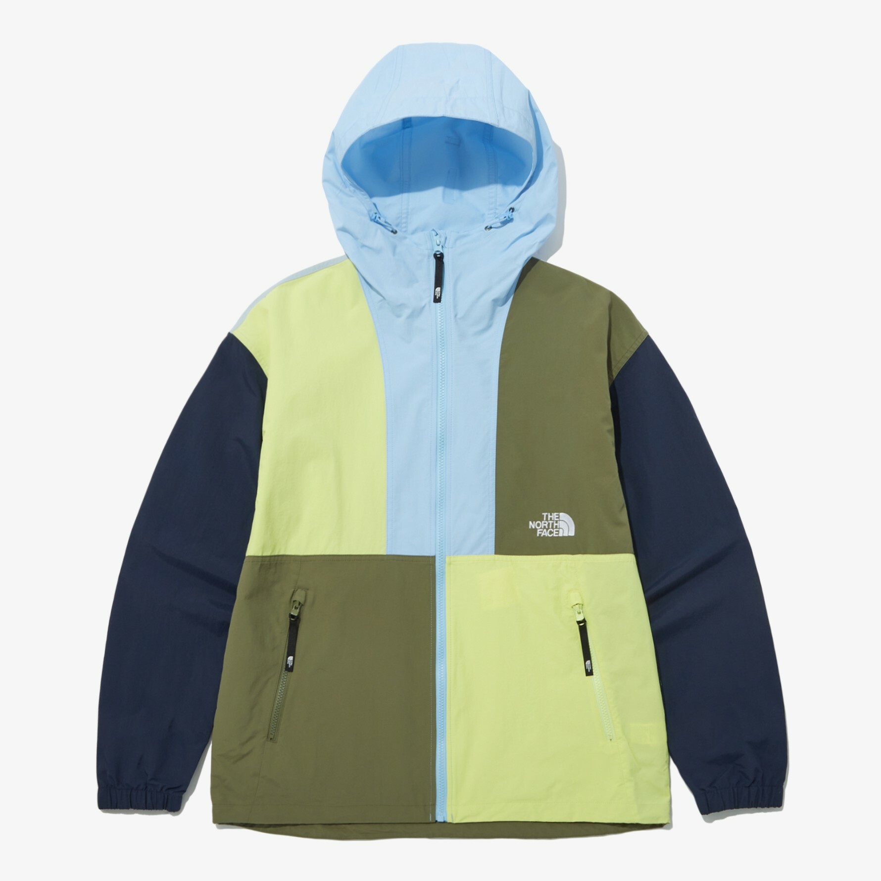 THE NORTH FACE EXPLORING 連帽 風衣外套 拼接 黃綠藍 NJ3BP10F