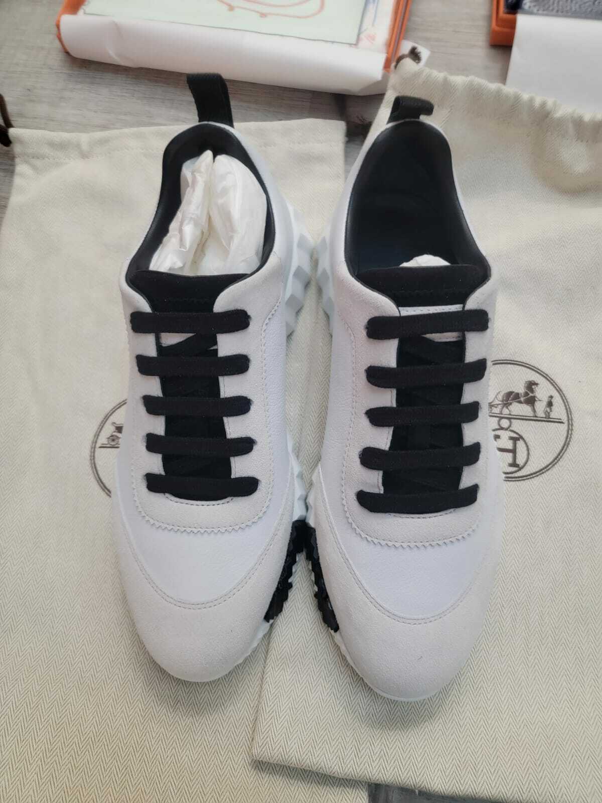 Hermes bouncing sneaker blanc/NOIR-NOIR 波鞋