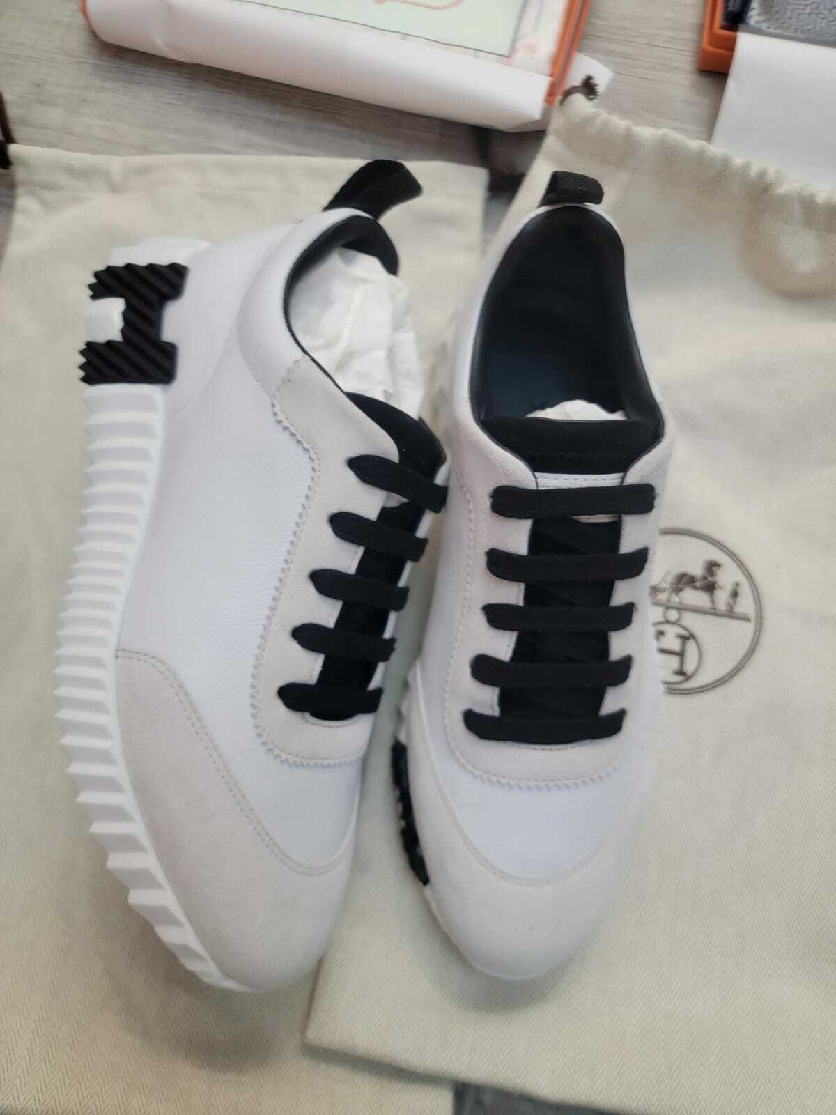 Hermes bouncing sneaker blanc/NOIR-NOIR 波鞋