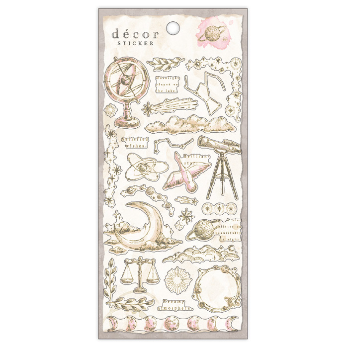 銅色天文 古典插畫系列 透明PET貼紙｜日本Mind Wave