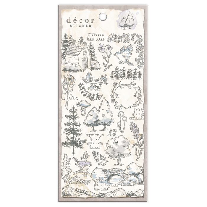 灰色森林 古典插畫系列 透明PET貼紙｜日本Mind Wave