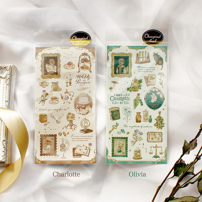 棕色 法式優雅 燙金貼紙｜日本Mind Wave