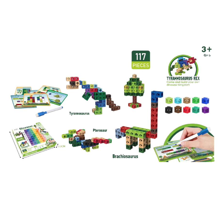 幼兒早教玩具數學創意百變立方體積木恐龍套裝