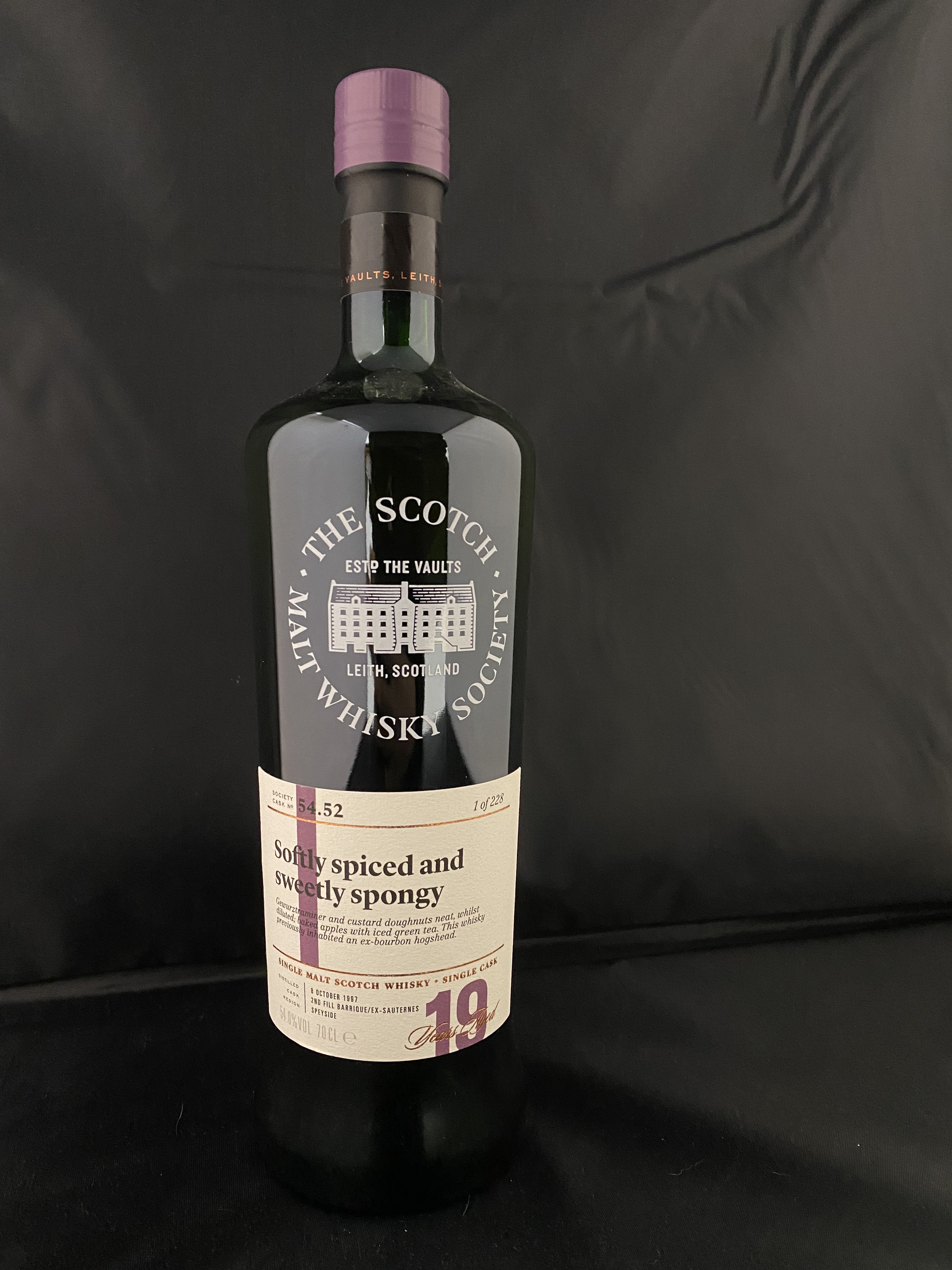 SMWS 54.52 , Softy Spiced and Sweet Spongy , Aberlour  19  years Whisky, Limited Edition 1 of 228