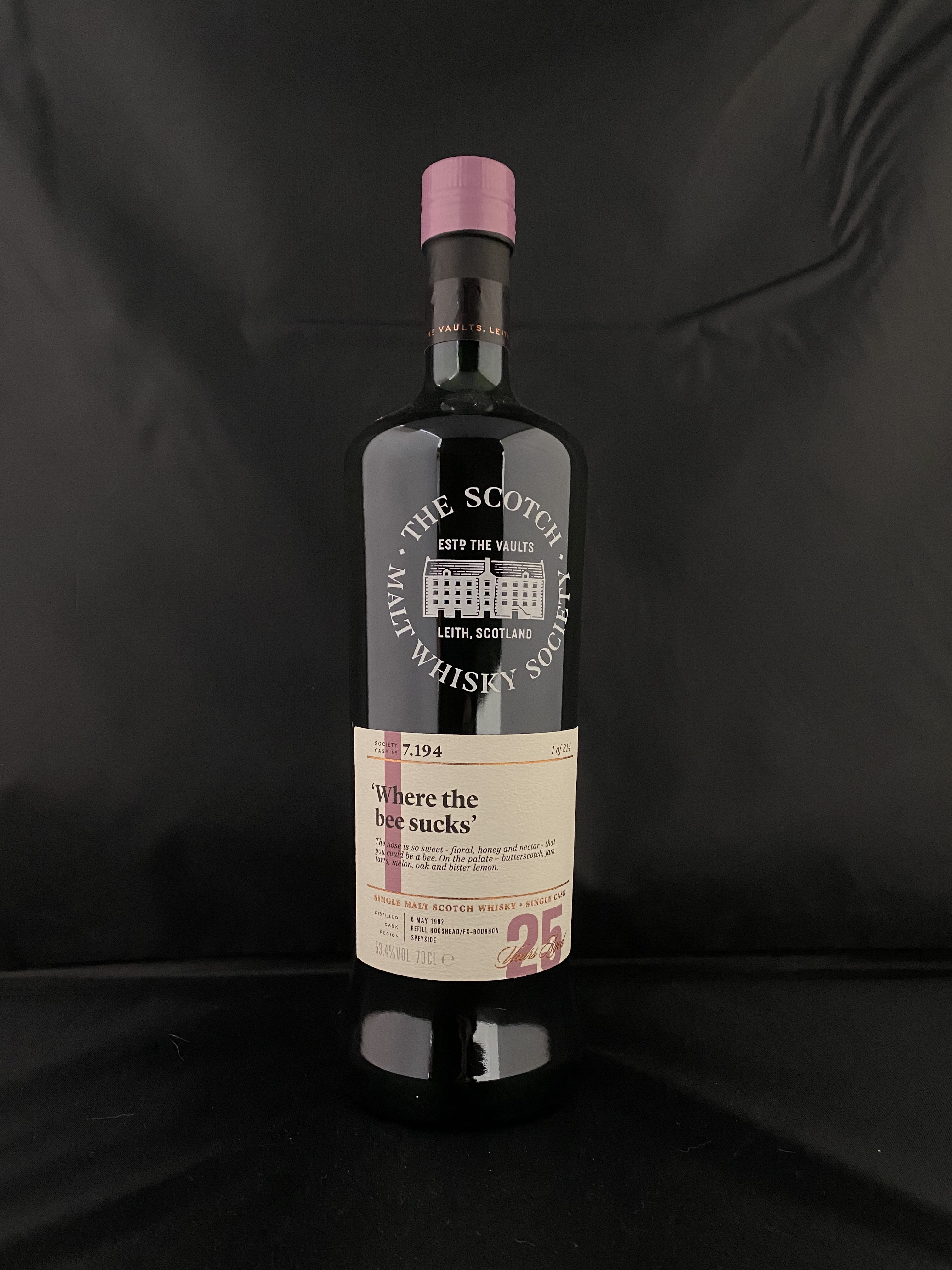 SMWS 7.194  Where the Bee Sucks Longmorn 25 years Whisky, Limited Edition 1 of 214