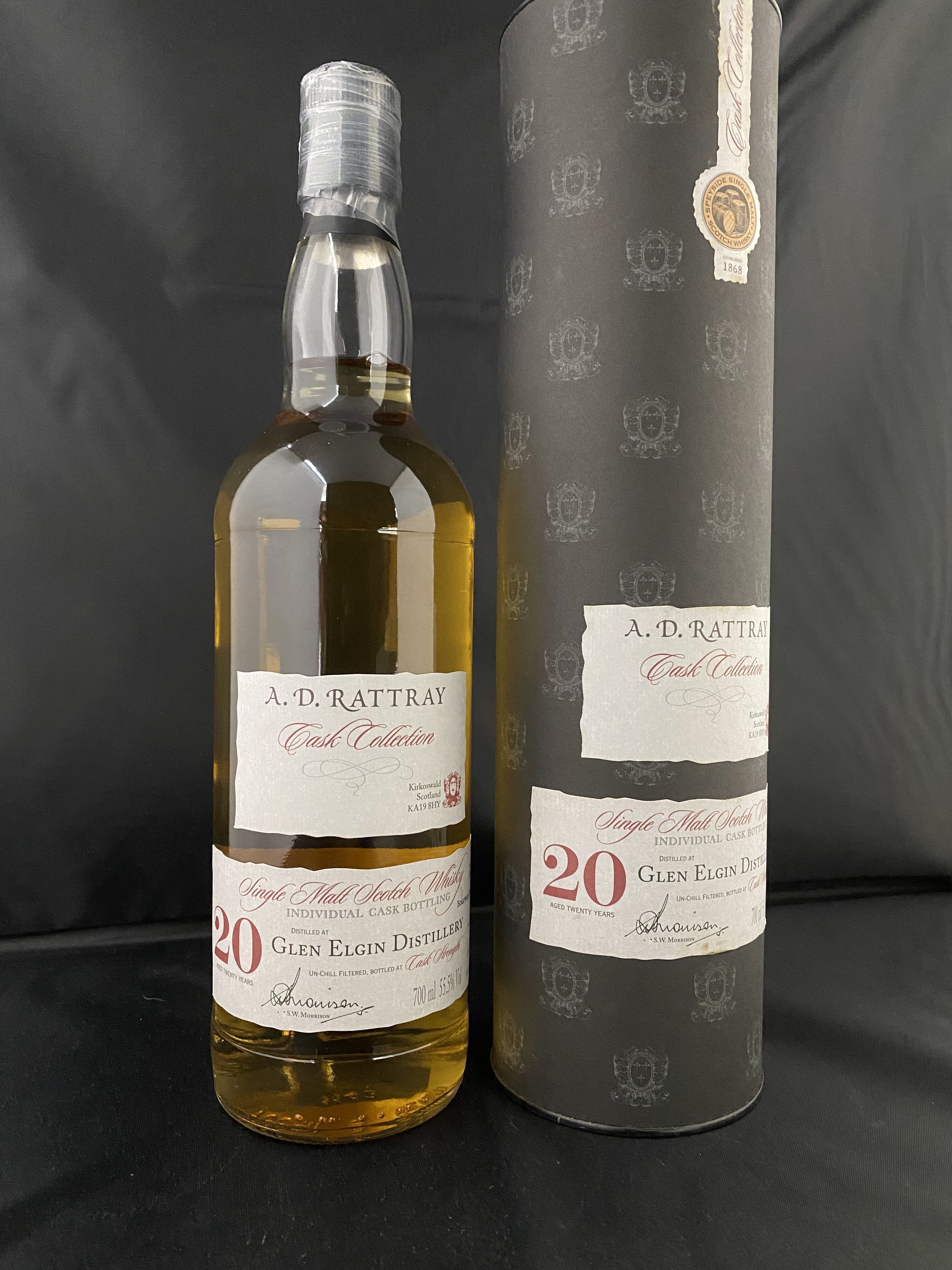 A.D.Rattray Glen Elgin 20 years Whisky, Cask no. 3205, Limited Edition 279 bottles