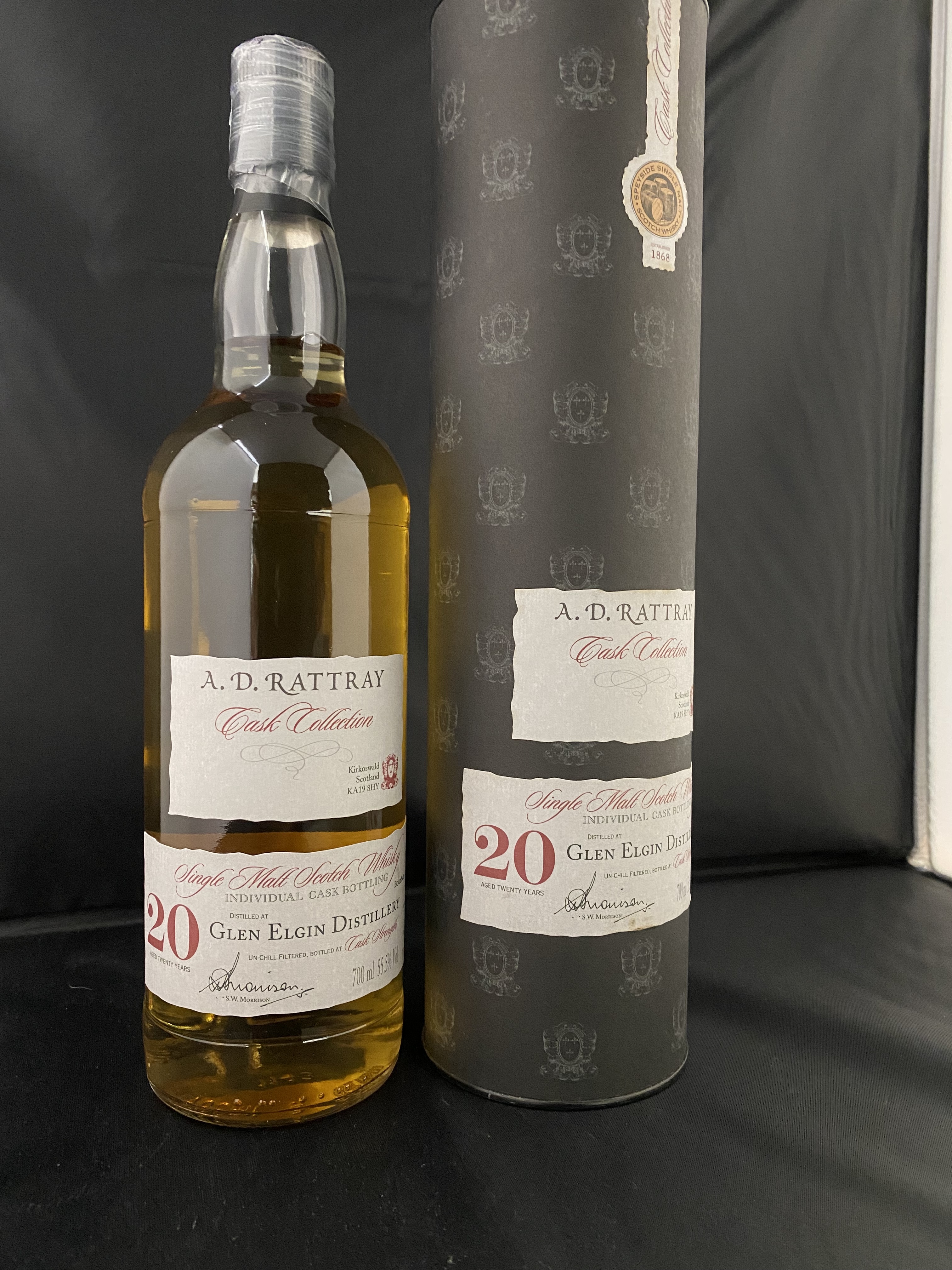 A.D.Rattray Glen Elgin 20 years Whisky, Cask no. 3205, Limited Edition 279 bottles