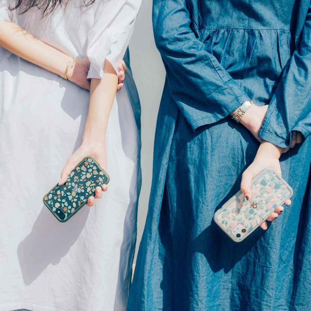 【現貨】印花樂X犀牛盾NX邊框背蓋兩用手機殼-老磁磚/背蓋磨石子褐綠