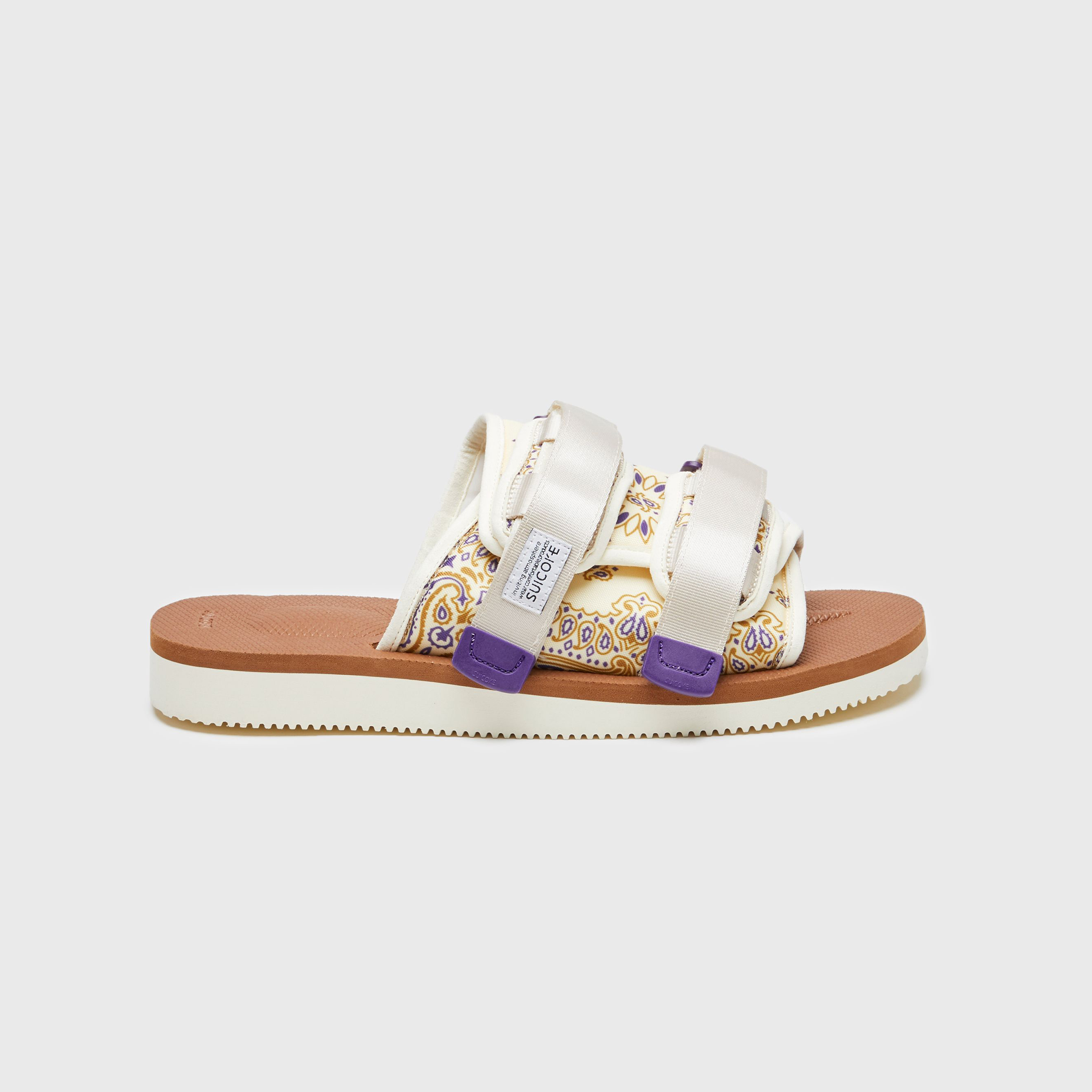 [出清商品售出無退換] SUICOKE MOTO-Cab-PT05 OG-056CP05 米棕色 變形蟲 腰果花 魔鬼氈 抗菌鞋床 拖鞋【SK23056CPT5IB】