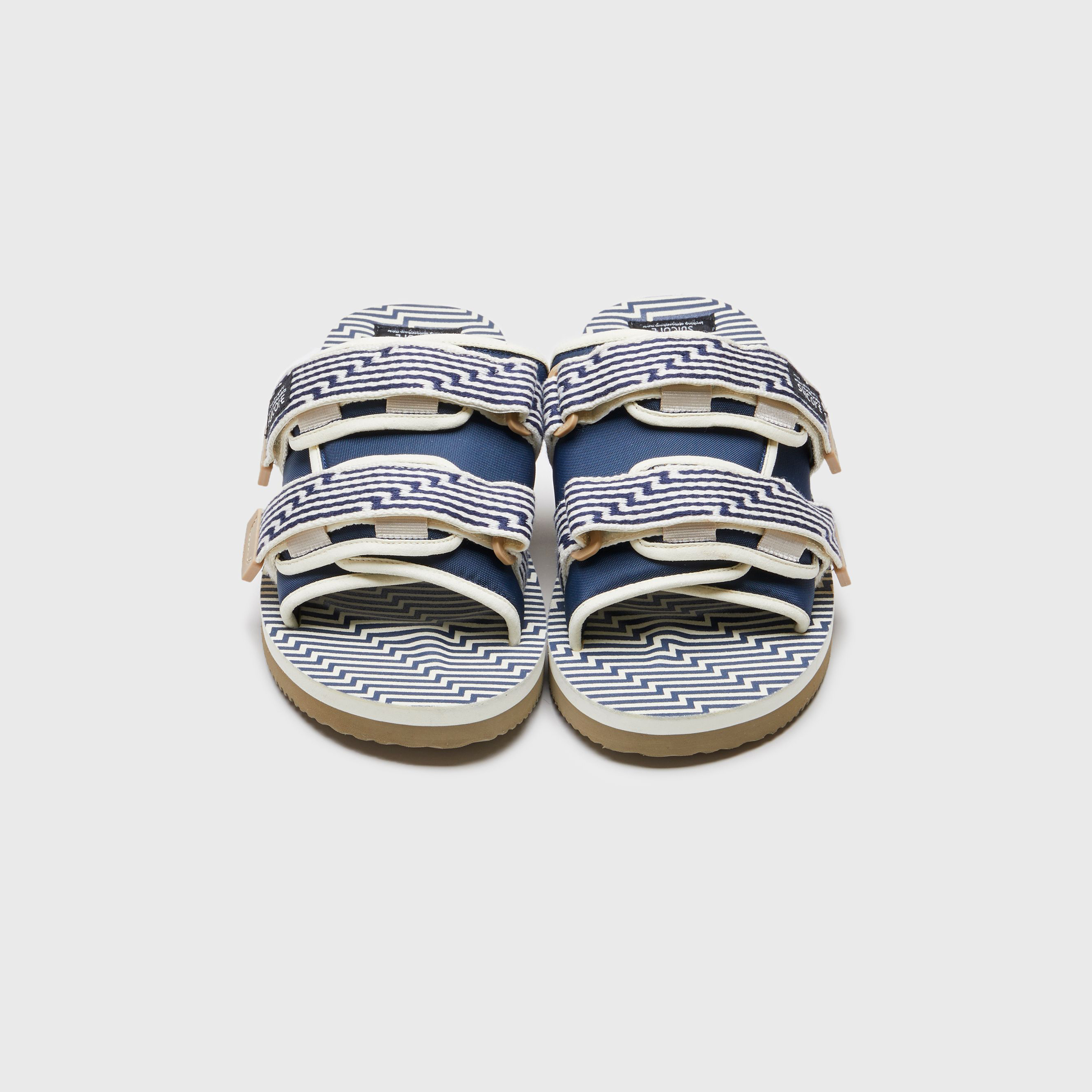 [出清商品售出無退換]  SUICOKE MOTO-JC01 OG-056-JC01 米藍線條 織帶 魔鬼氈 拖鞋【SK23056JC01IN】