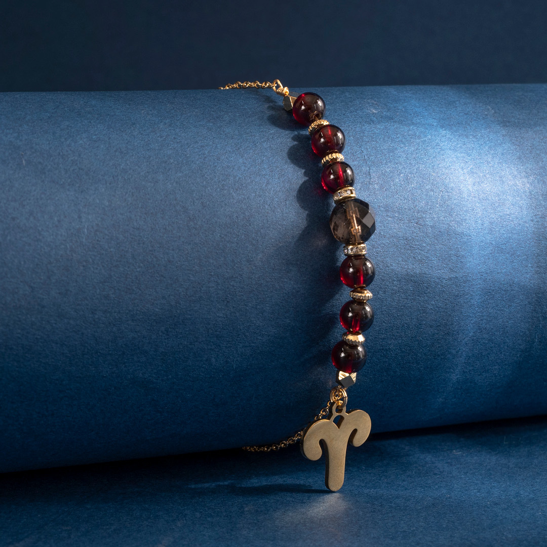 【群星】秋日紅葉-茶水晶石榴石手鍊