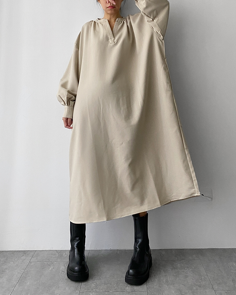 MFD-2257 V領繫帶洋裝 ʙᴇɪɢᴇ