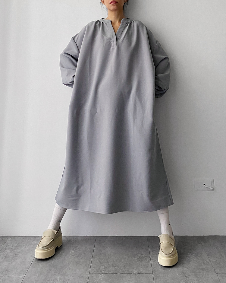 MFD-2257 V領繫帶洋裝 ɢʀᴇʏ