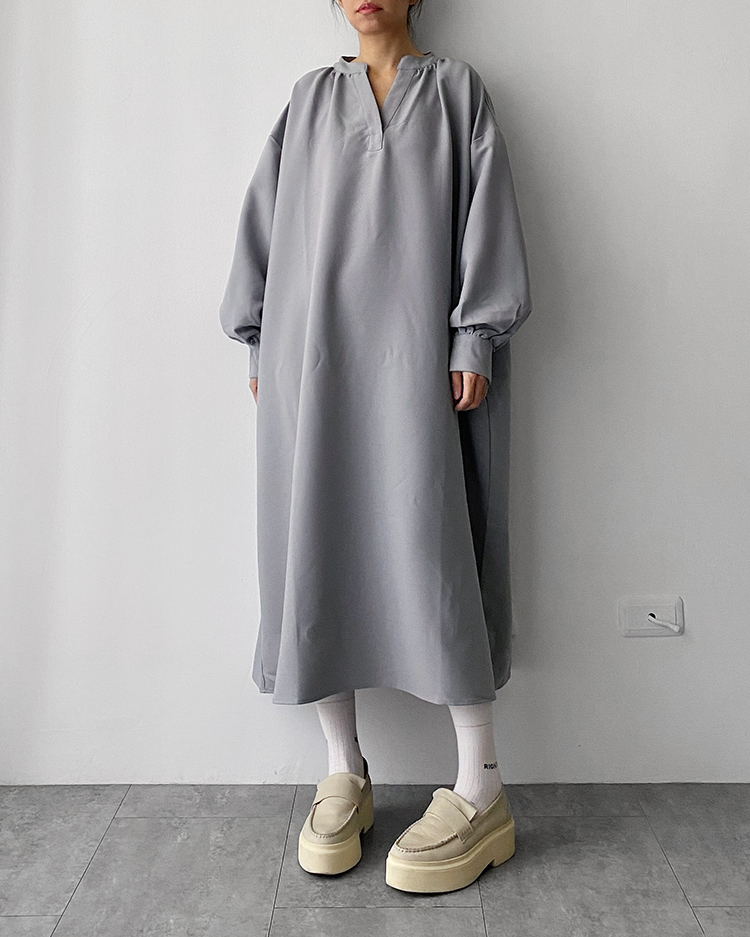 MFD-2257 V領繫帶洋裝 ɢʀᴇʏ