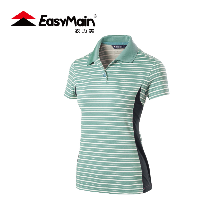 EasyMain 衣力美 女乾爽防臭抗UV休閒衫 (淺綠、橘紅)  柔軟/透氣 10EMS18002