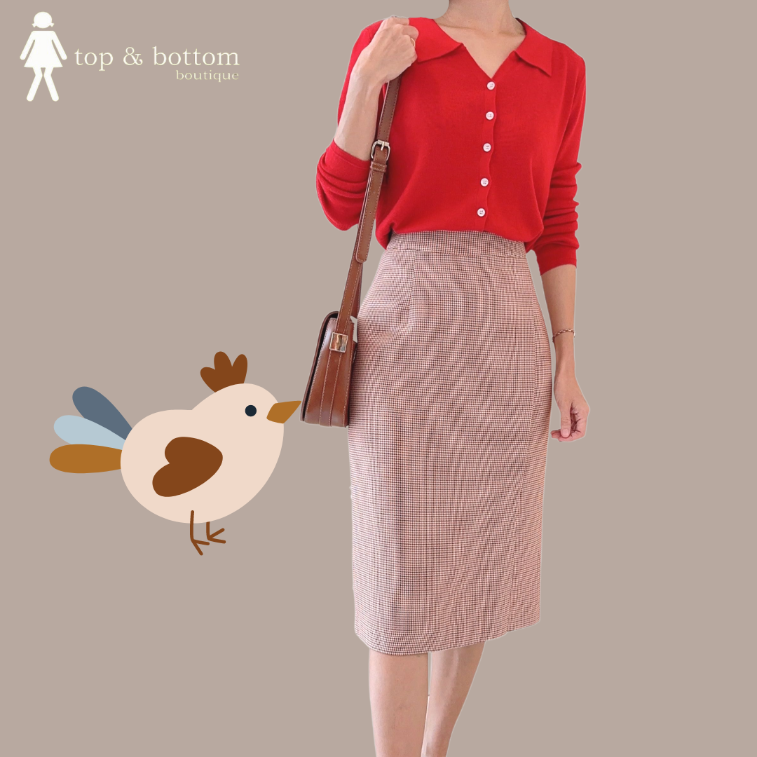 KOREA CHECKED PENCIL SKIRT
