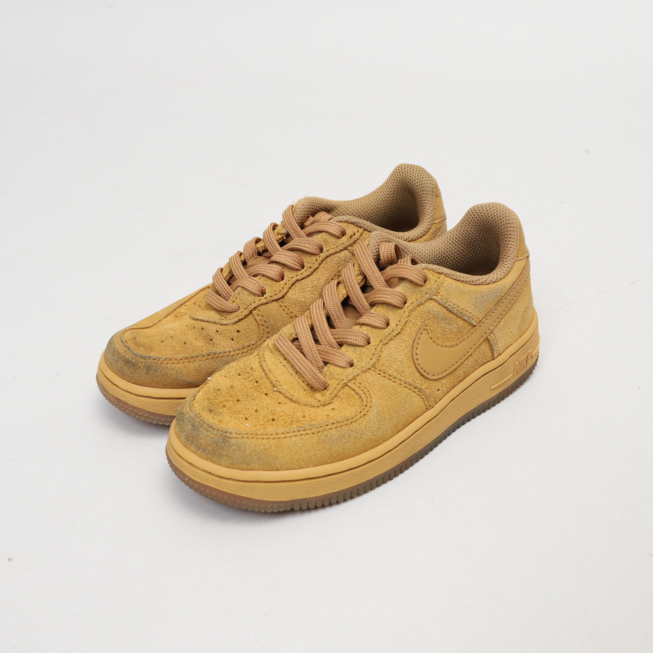 【二手12C/18CM】NIKE AIR FORCE LOW LV8 PS Wheat 中童鞋 小麥色 土黃色 牛奶糖 低筒休閒鞋【BQ5486-700】