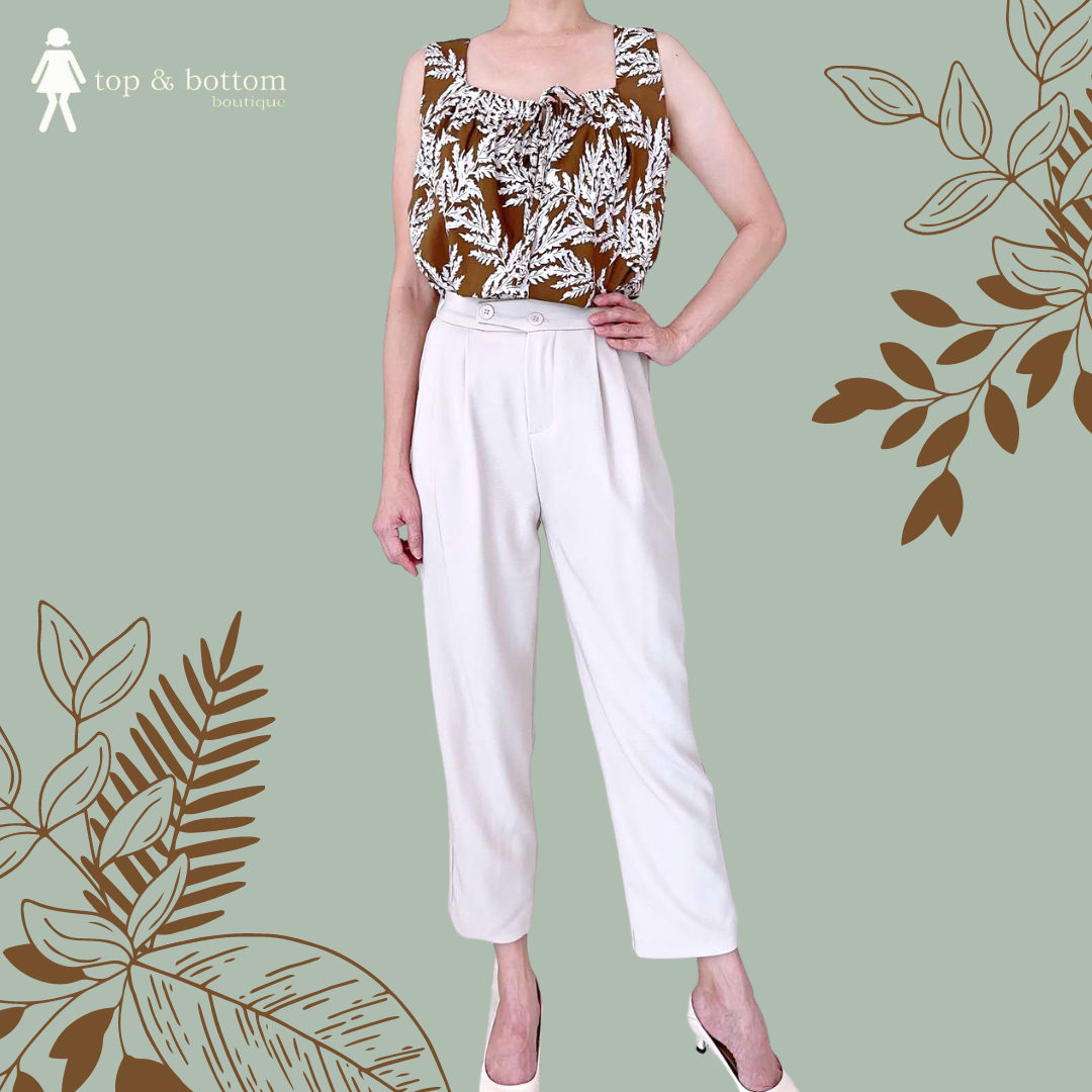 STRAP LEAF PRINT BLOUSE