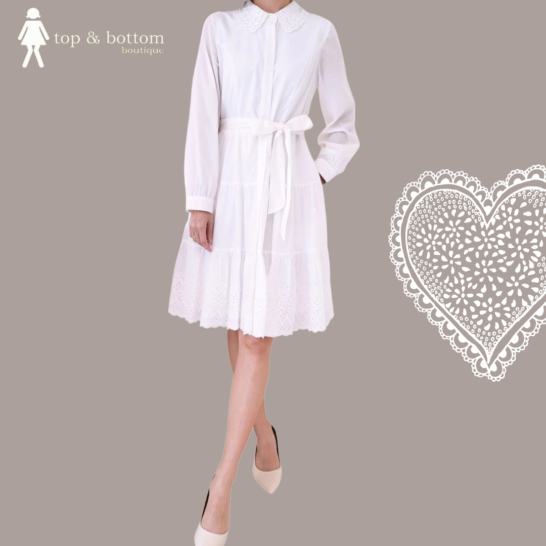 L/SLEEVE COLLAR LACE DRESS