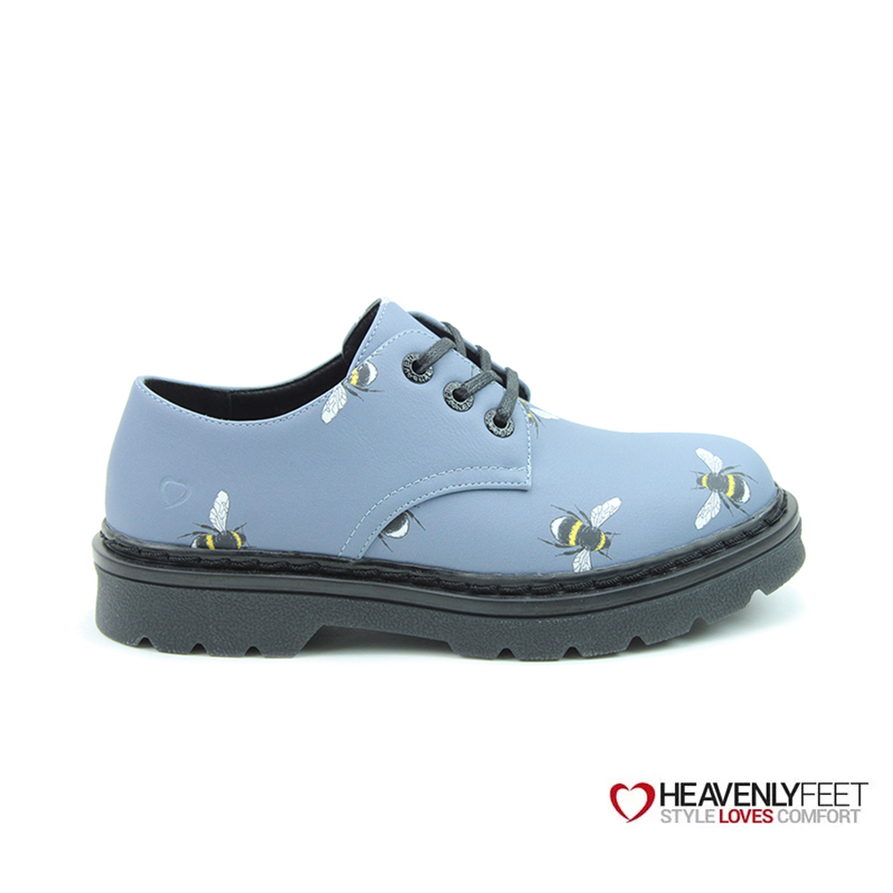 【HEAVENLY FEET】英國舒適品牌 | 3孔眼鞋帶密鞋 LIBERTY BEES 丹寧色