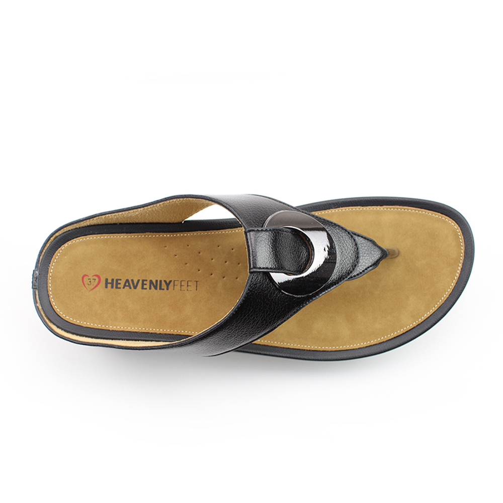 【HEAVENLY FEET】英國舒適品牌 | 金屬飾片夾腳涼拖鞋 CHARM 黑色