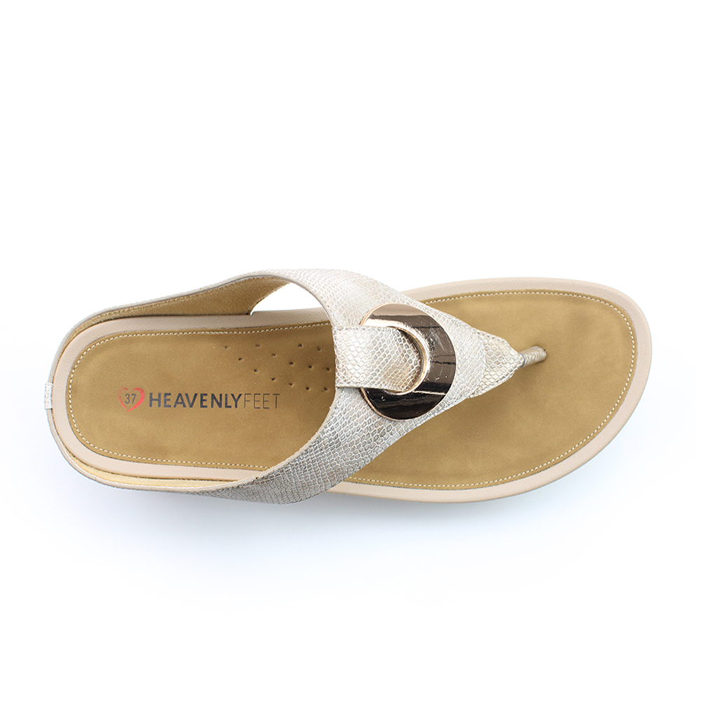 【HEAVENLY FEET】英國舒適品牌 | 金屬飾片夾腳涼拖鞋 CHARM 石灰