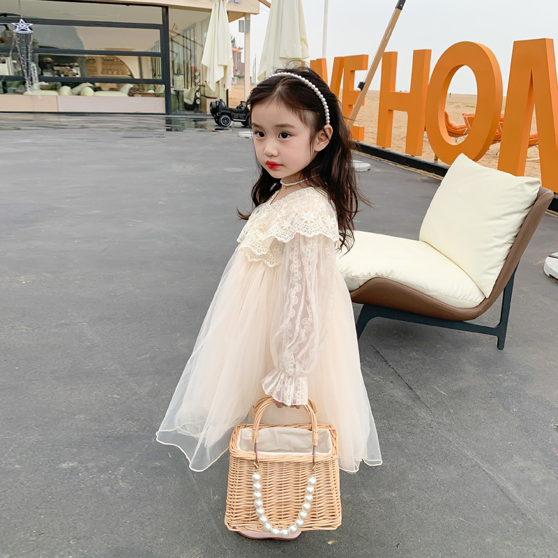 現貨 100cm 蕾絲翻領公主蓬蓬紗裙洋裝