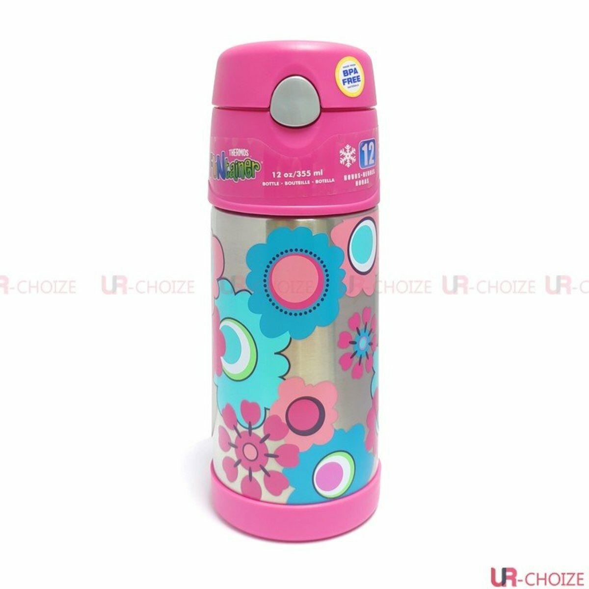 膳魔師 Thermos - 不銹鋼兒童吸管保溫杯 (絢麗花朵) 355mL（平行進口）