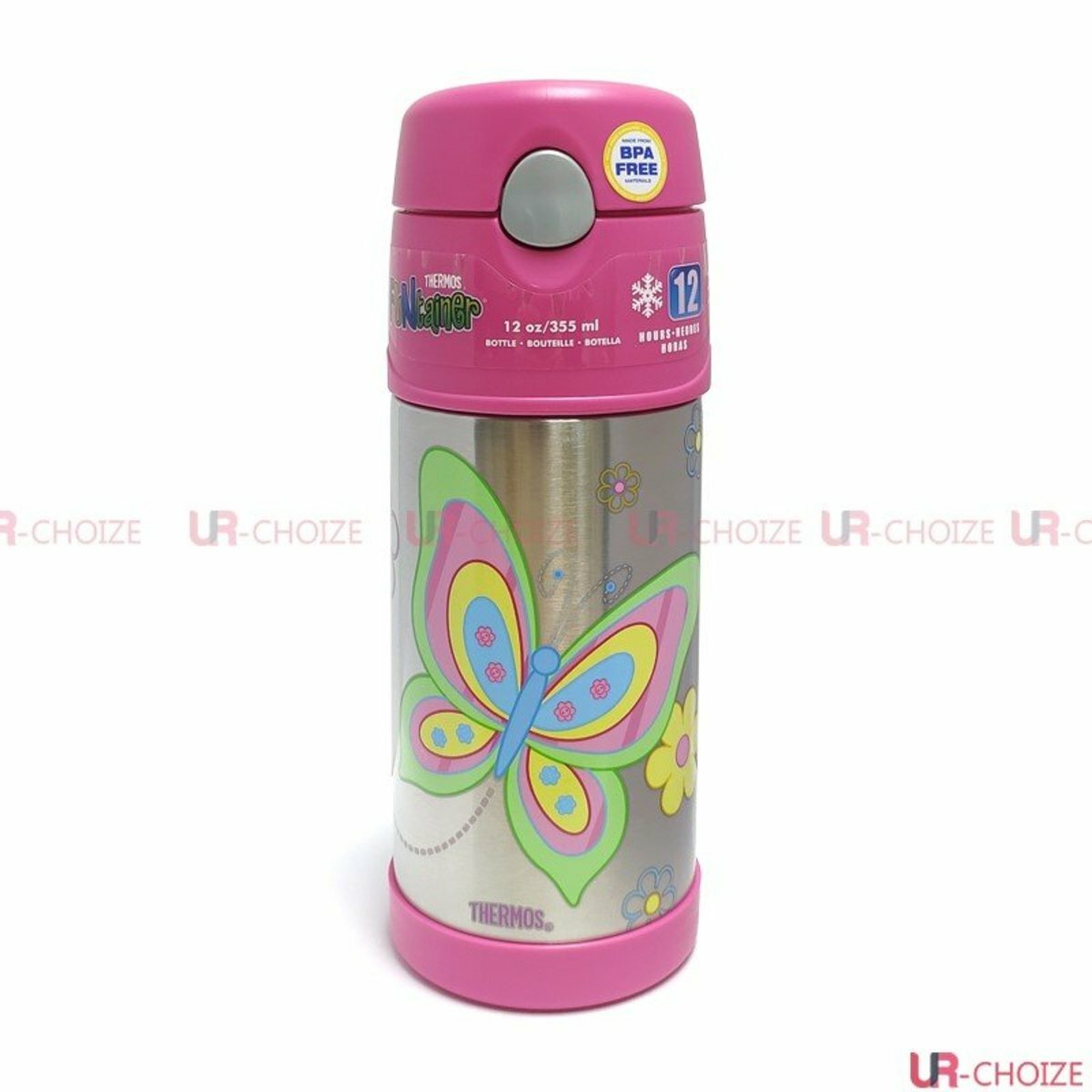 膳魔師 Thermos - 不銹鋼兒童吸管保溫杯 (蝴蝶) 355mL（平行進口）