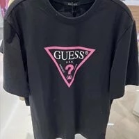[S] GUESS UNISEX COLOR TRIANGLE SEMI OVERFIT SHORT SLEEVE TEE,BLACK, MN2K9406-BLK (SGU314)