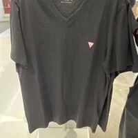 [S] GUESS MEN'S MINI LOGO V-NECK SHORT SLEEVE T-SHIRT,BLACK, MN2K9002-BLK (SGU316)