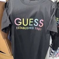 [S] GUESS UNISEX SIGNATURE LOGO ESTABLISHED 1981 SHORT SLEEVE T-SHIRT,BLACK, MN2K9431-BLK (SGU317)