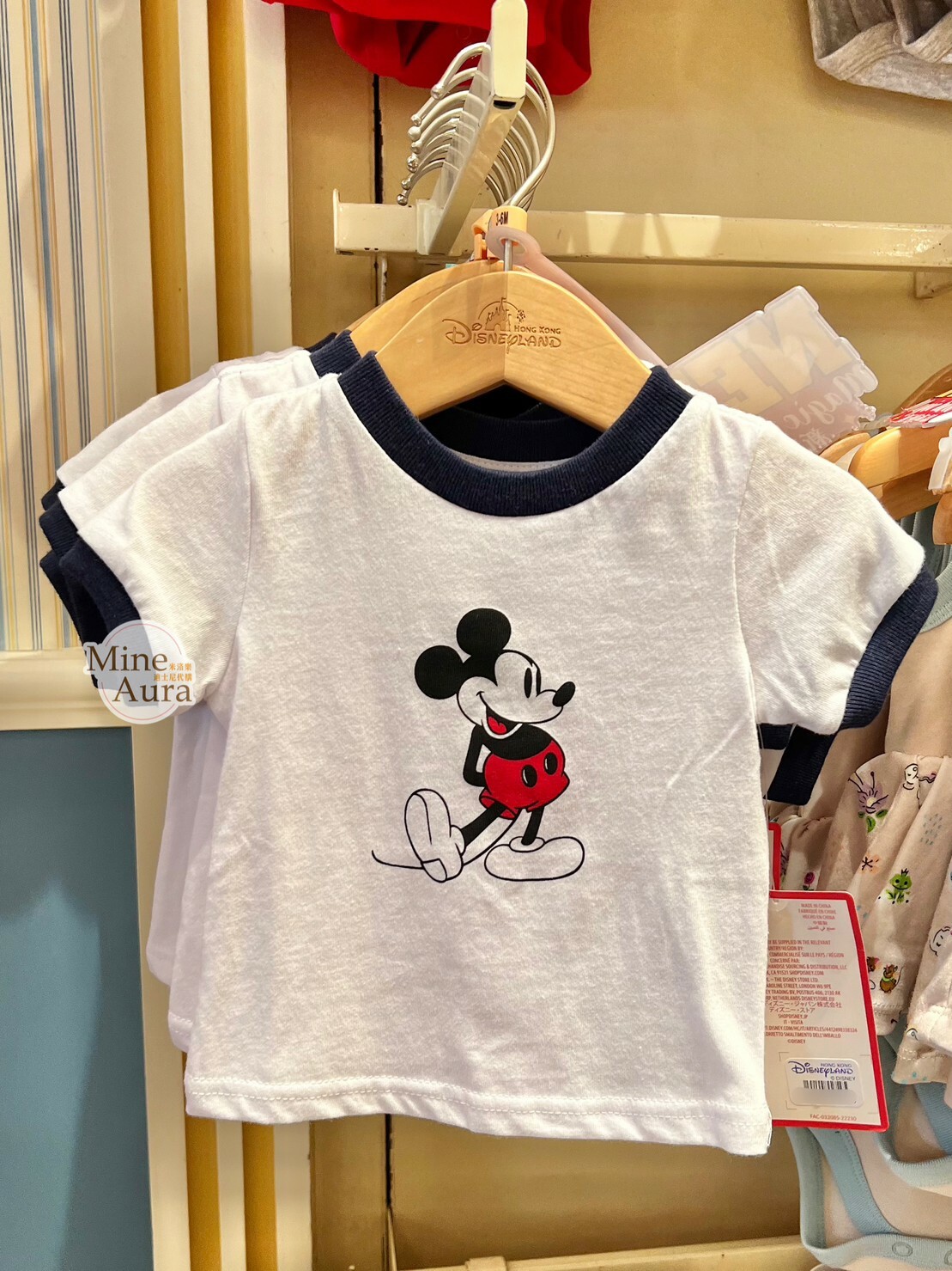 米奇 Mickey 經典站姿 圖案 滾邊設計 嬰兒 上衣 短T -香港迪士尼樂園