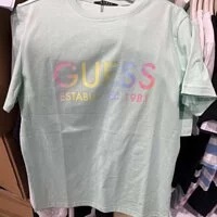 [S] GUESS UNISEX SIGNATURE LOGO ESTABLISHED 1981 SHORT SLEEVE T-SHIRT,LIGHT GREEN, MN2K9431-LGN (SGU323)