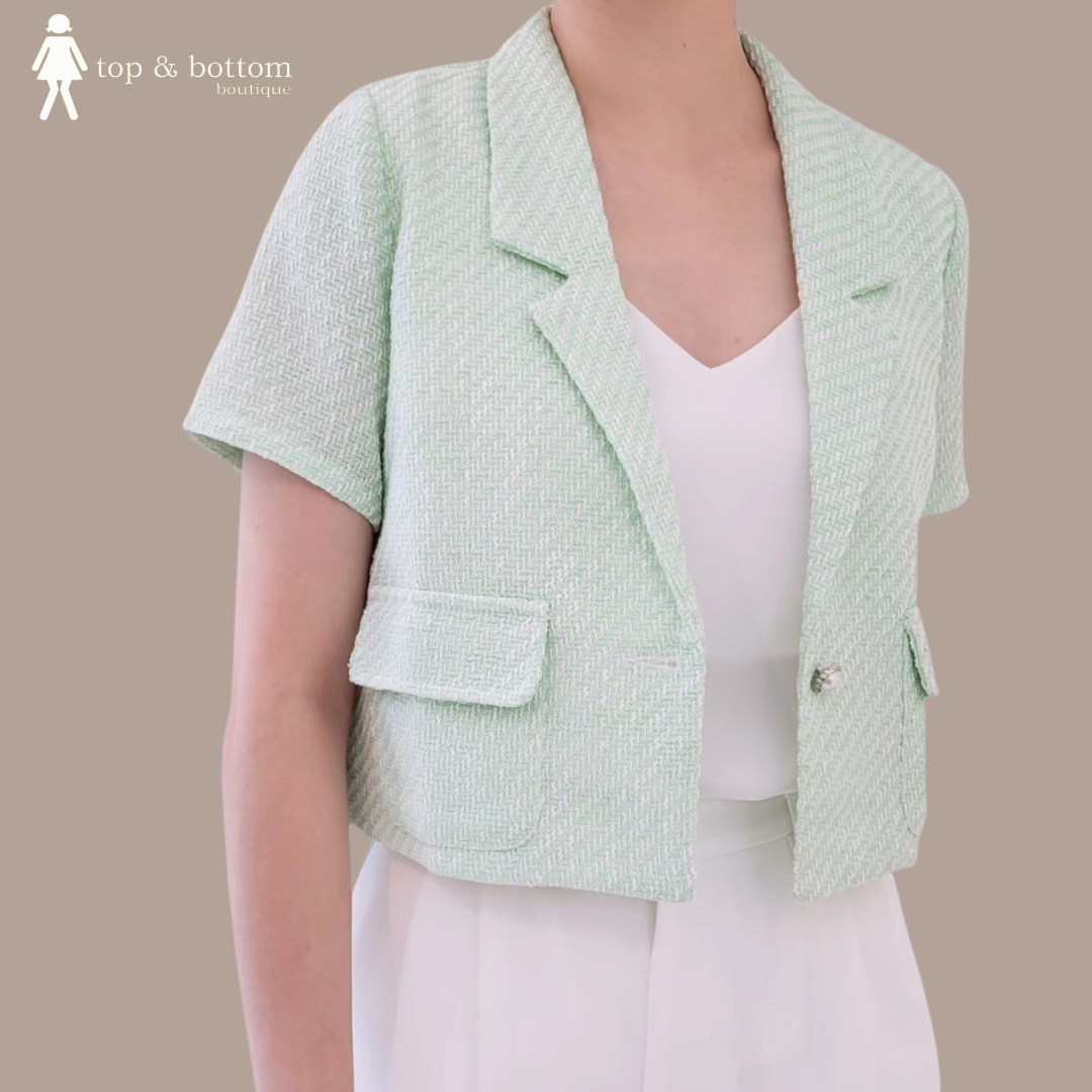 S/SLEEVE TWEED JACKET BLOUSE